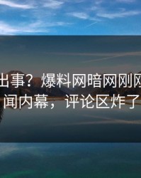 网红又出事？爆料网暗网刚刚曝出丑闻内幕，评论区炸了