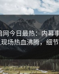爆料网暗网今日最热：内幕事件曝光，当事人现场热血沸腾，细节太炸裂