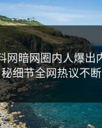 本周爆料网暗网圈内人爆出内幕，揭秘细节全网热议不断