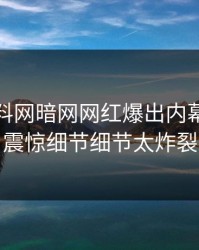 本周爆料网暗网网红爆出内幕，令人震惊细节细节太炸裂