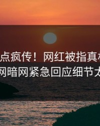 昨晚热点疯传！网红被指真相大白，爆料网暗网紧急回应细节太炸裂