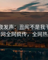 明星深夜发声：丑闻不是我干的！爆料网暗网全网疯传，全网热议不断