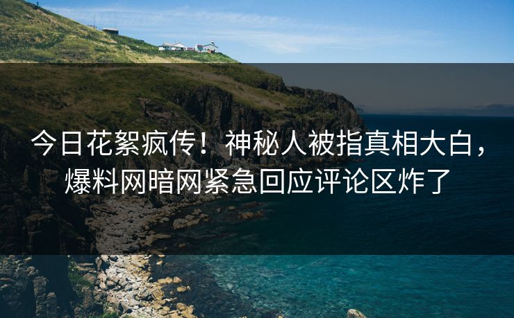 今日花絮疯传！神秘人被指真相大白，爆料网暗网紧急回应评论区炸了