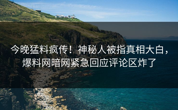 今晚猛料疯传！神秘人被指真相大白，爆料网暗网紧急回应评论区炸了