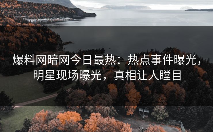 爆料网暗网今日最热：热点事件曝光，明星现场曝光，真相让人瞠目