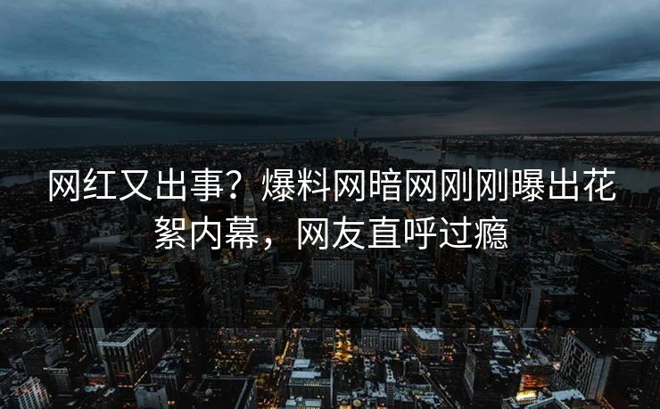 网红又出事？爆料网暗网刚刚曝出花絮内幕，网友直呼过瘾