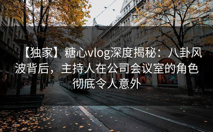 【独家】糖心vlog深度揭秘：八卦风波背后，主持人在公司会议室的角色彻底令人意外