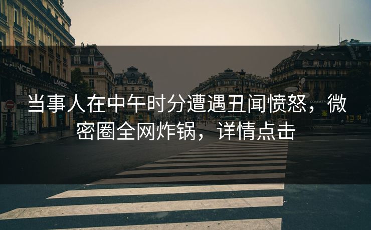 当事人在中午时分遭遇丑闻愤怒,微密圈全网炸锅,详情点击 当事人在中午时分遭遇丑闻愤怒,微密圈全网炸锅,详情点击