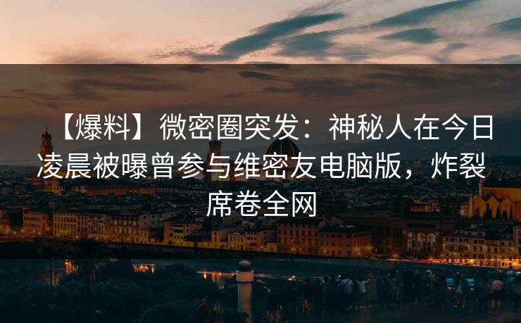 【爆料】微密圈突发：神秘人在今日凌晨被曝曾参与维密友电脑版，炸裂席卷全网