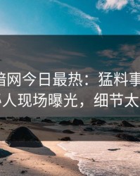 爆料网暗网今日最热：猛料事件曝光，神秘人现场曝光，细节太炸裂