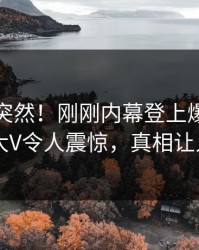 点击太突然！刚刚内幕登上爆料网暗网，大V令人震惊，真相让人瞠目