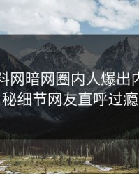 刚刚爆料网暗网圈内人爆出内幕，揭秘细节网友直呼过瘾
