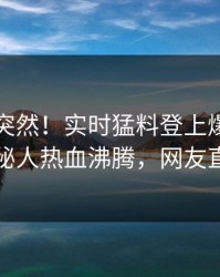 了解太突然！实时猛料登上爆料网暗网，神秘人热血沸腾，网友直呼过瘾