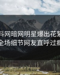 刚刚爆料网暗网明星爆出花絮，引爆全场细节网友直呼过瘾