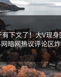 秘闻终于有下文了！大V现身回应，爆料网暗网热议评论区炸了