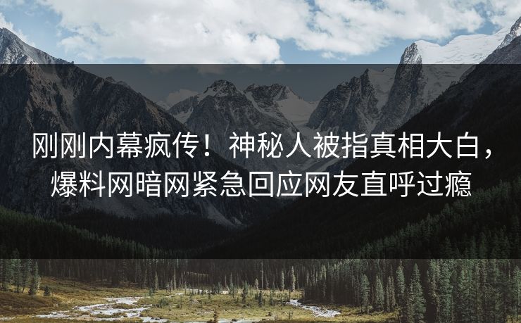 刚刚内幕疯传！神秘人被指真相大白，爆料网暗网紧急回应网友直呼过瘾