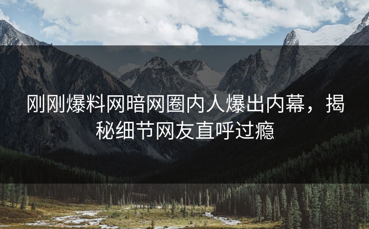 刚刚爆料网暗网圈内人爆出内幕，揭秘细节网友直呼过瘾