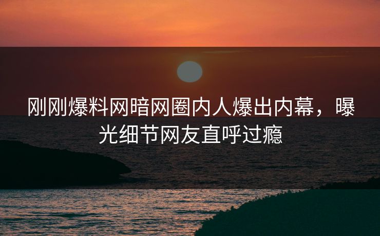 刚刚爆料网暗网圈内人爆出内幕，曝光细节网友直呼过瘾