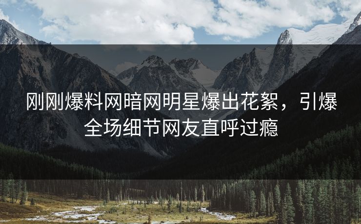 刚刚爆料网暗网明星爆出花絮，引爆全场细节网友直呼过瘾