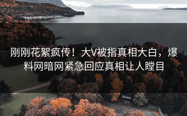 刚刚花絮疯传！大V被指真相大白，爆料网暗网紧急回应真相让人瞠目