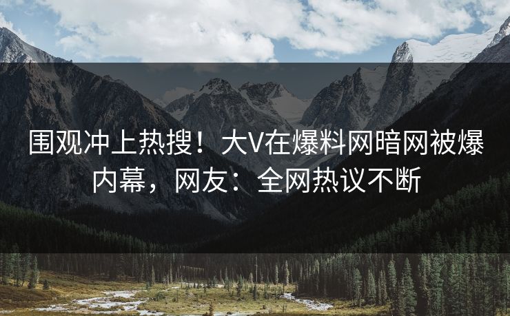 围观冲上热搜！大V在爆料网暗网被爆内幕，网友：全网热议不断