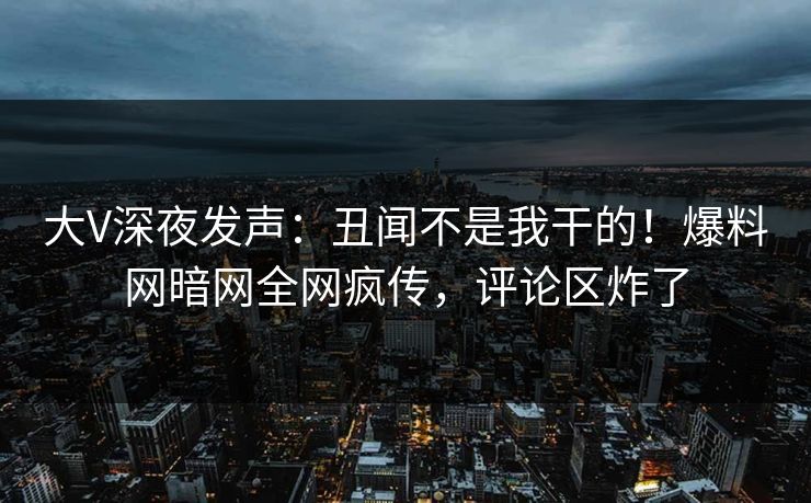 大V深夜发声：丑闻不是我干的！爆料网暗网全网疯传，评论区炸了