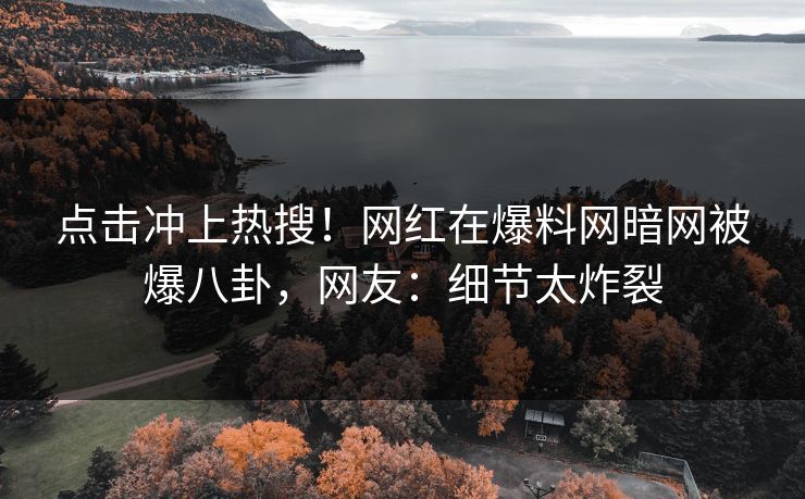 点击冲上热搜！网红在爆料网暗网被爆八卦，网友：细节太炸裂