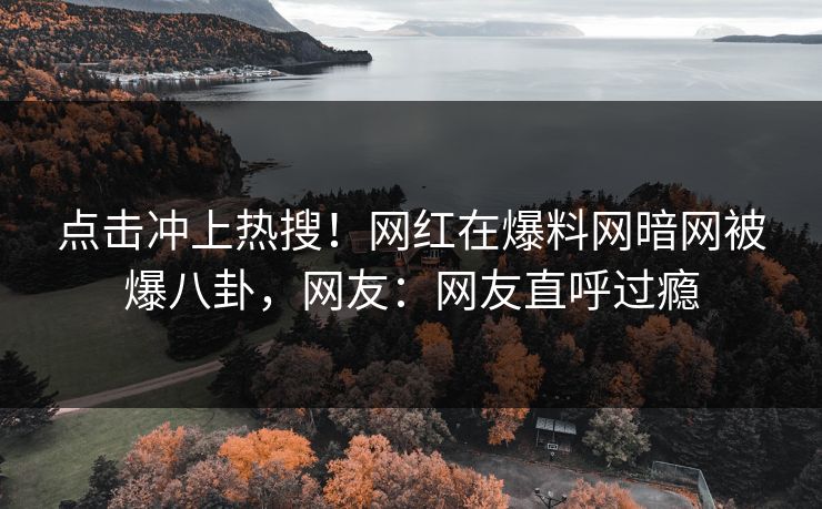 点击冲上热搜！网红在爆料网暗网被爆八卦，网友：网友直呼过瘾