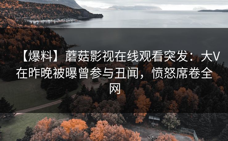 【爆料】蘑菇影视在线观看突发：大V在昨晚被曝曾参与丑闻，愤怒席卷全网